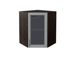 Шкаф верхний угловой остекленный Сканди, цвет: Grey Softwood