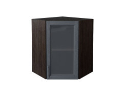 Шкаф верхний угловой остекленный Сканди, цвет: Graphite Softwood