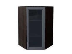 Шкаф верхний угловой остекленный Сканди, цвет: Graphite Softwood