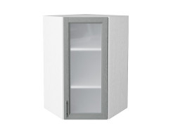 Шкаф верхний угловой остекленный Сканди, цвет: Grey Softwood