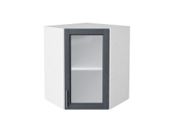 Шкаф верхний угловой остекленный Сканди, цвет: Graphite Softwood