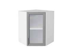 Шкаф верхний угловой остекленный Сканди, цвет: Grey Softwood