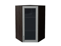 Шкаф верхний угловой остекленный Сканди, цвет: Grey Softwood