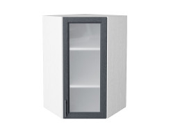 Шкаф верхний угловой остекленный Сканди, цвет: Graphite Softwood