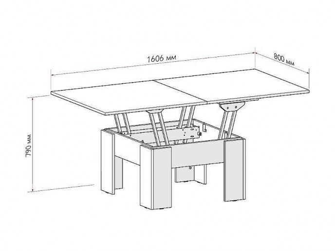 Стол-трансформер журнальный, цвет: Дуб сонома
