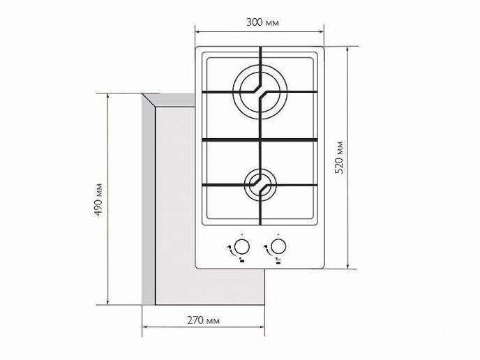 Газовая варочная поверхность GVG 321 BL, цвет: Черный