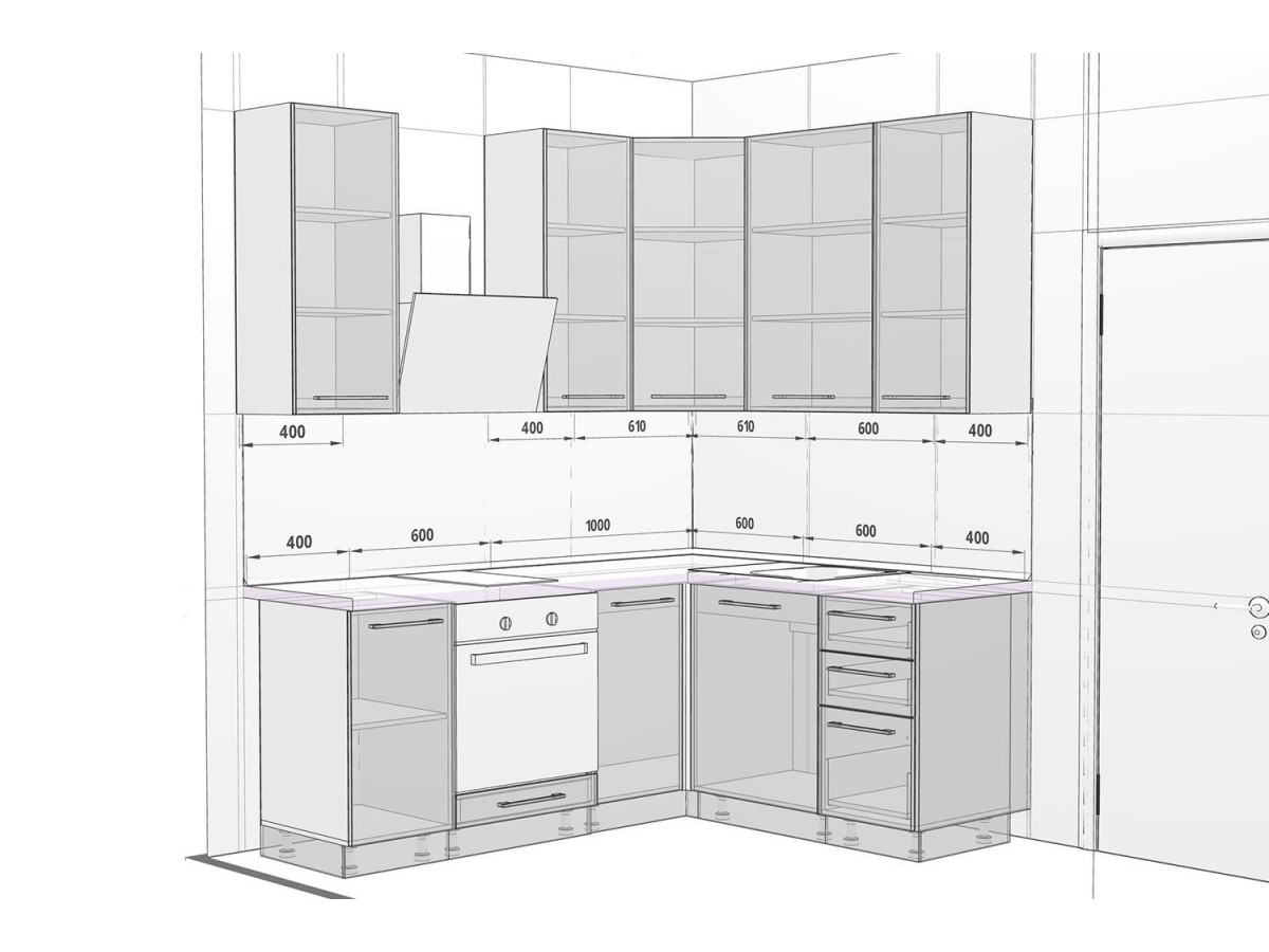 Глубина верхних шкафов кухонного гарнитура