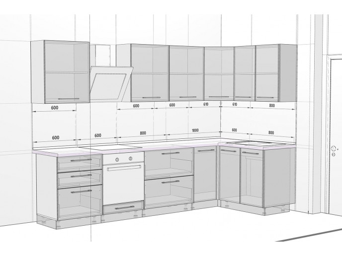 Угловая кухня Логика-12 Дуб галифакс