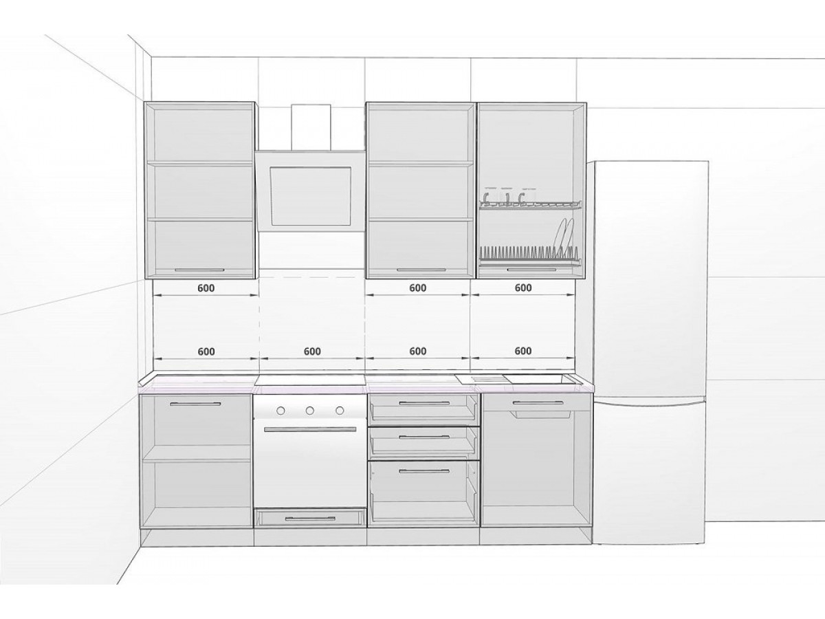 Амика белый модульный кухонный гарнитур