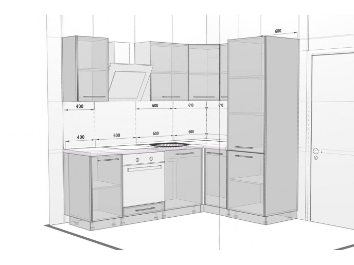 Угловая кухня Логика-18 Дуб галифакс