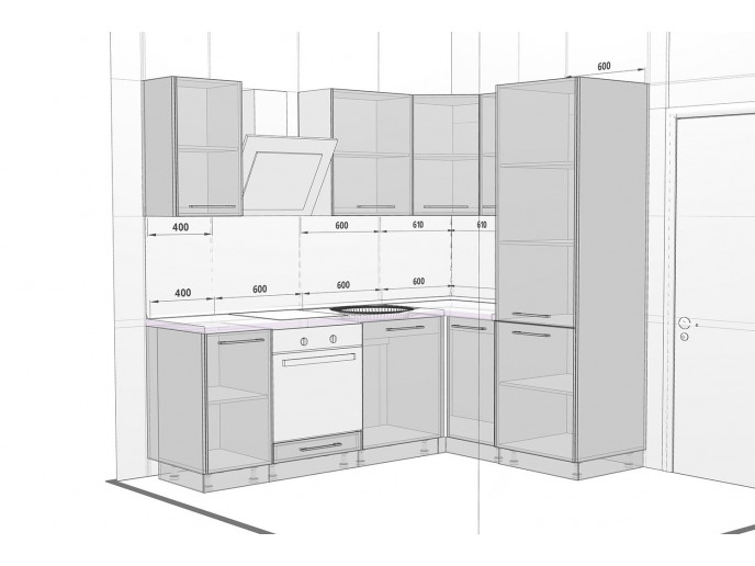 Угловая кухня Логика-18 Белый глянец