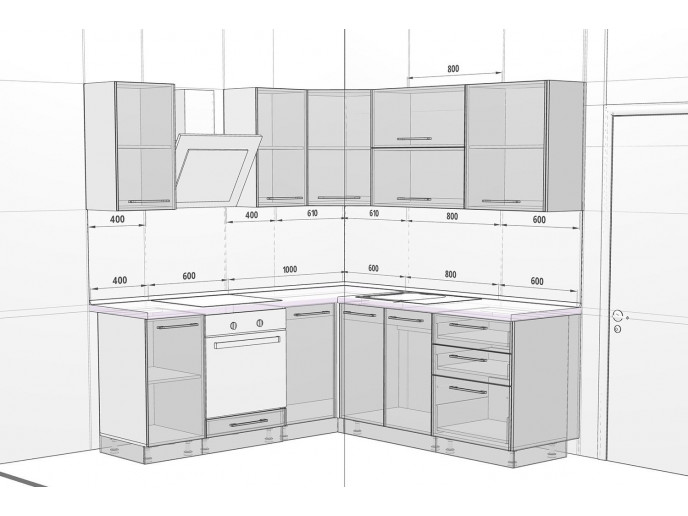Угловая кухня Логика-11 Белый глянец