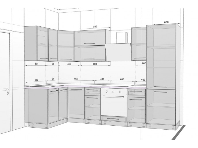 Угловая кухня Логика-14 Дуб галифакс