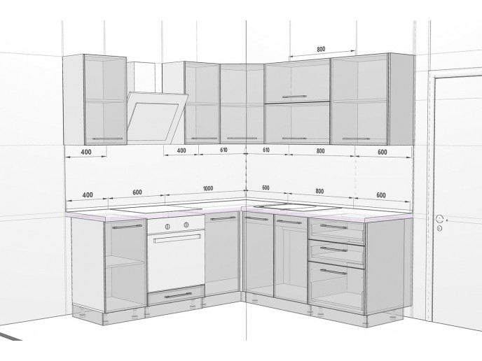 Угловая кухня Логика-11 Ваниль глянец